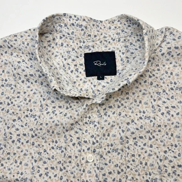 Rails Mens Carson‎ Spring Blossom Linen Blend Short Sleeve Button Up Large - Picture 3 of 7